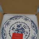 Dinner Plates, Ceramic Plates Set of 6, Kitchen Plates Microwave Safe, White Plate Dessert Blue Floral Plate Porcelain (Blue Rose, 10.5 inch)
