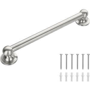 Anti Slip Shower Grab Bar, Safety Bathroom Assist Handle, ADA Compliant Handrail, Heavy Duty Handicap Grab Bars for Elderly, Injured, Senior, Children (Brushed Nickel, 18 Inches)