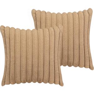 20x20 Throw Pillow Covers Set of 2, Decorative Faux Fur Covers for Bed, Couch Soft Fluffy Pillow Cover with Velvet Back for Living Room, Neutral Home Dcor Accent for Sofa - Camel