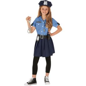 Morph Police Officer Costume For Girls, Cop Costume For Girls, Girl Police Officer Costumes Blue, Kids Halloween Costumes (10-12 Years)