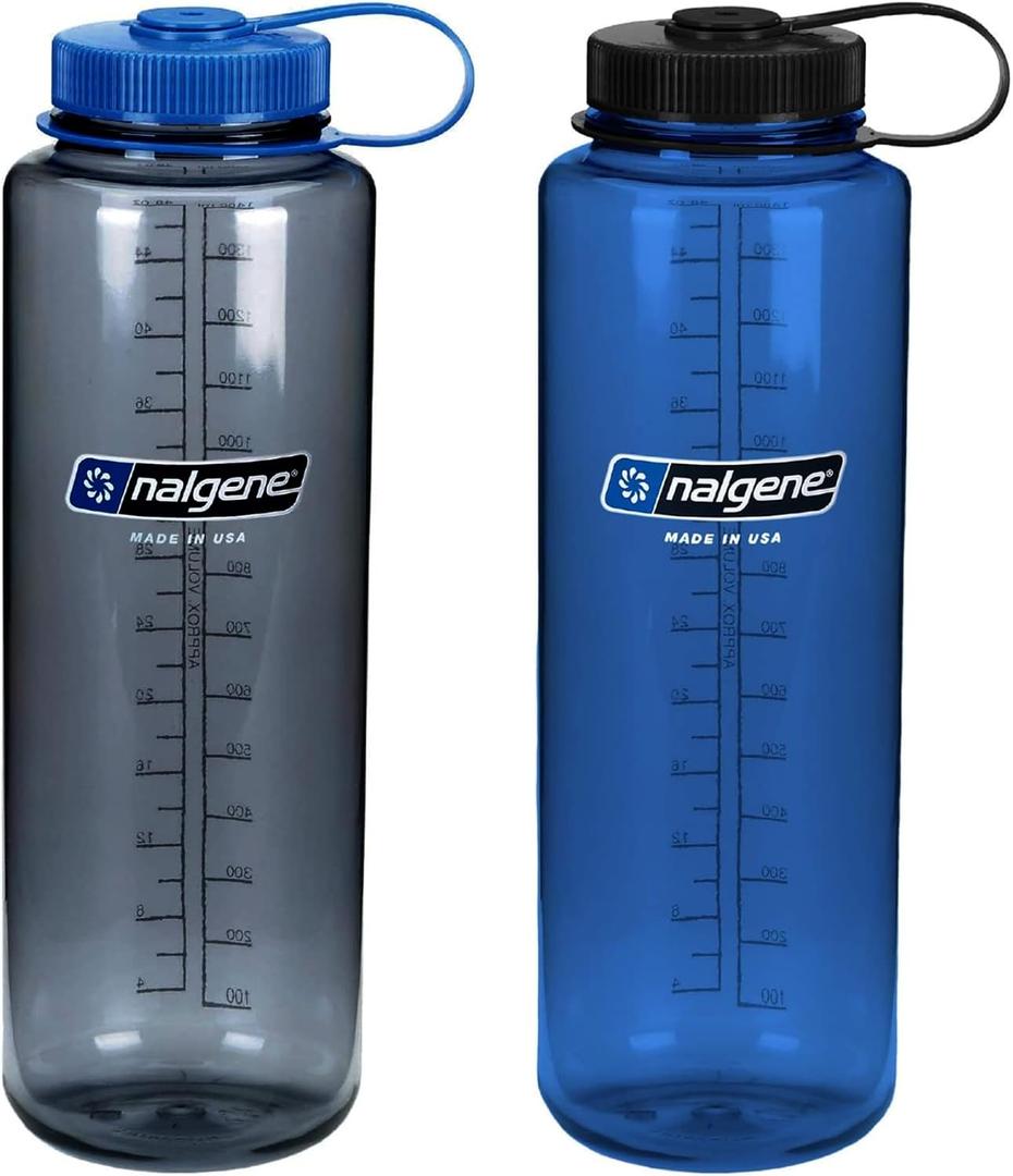 Sustain BPA-Free Water Bottle, Silo 48 oz, Wide Mouth - 2 Pack (Gray/Blue)