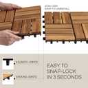 THYOI Acacia Wood Interlocking Deck Tiles (12" x 12"), Deck Flooring Outdoor Waterproof All Weather, Tiles for Patio, decking Tiles for Indoor and Outdoor use (Golden Teak 12S, 10 Pcs - 10 Square Ft)