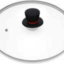 Lodge 12 Inch Cast Iron Skillet Lid with Steam Vent - Universal 12'' Glass Pan Cover for Dutch Ovens (Bakelite Round Knob)