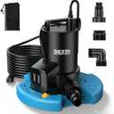 SEESII 1/3HP Pool Cover Pump - Automatic On/Off, 3035GPH Submersible Water Pump with Filter Net, 25ft Power Cord, Check Valve, Sump Pump for Swimming Pool, Hot Tubs, Pond, Basement, Rooftops (Blue, Black)