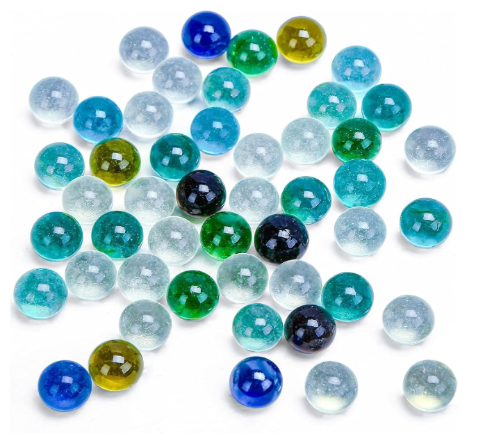 POPLAY 50 PCS Beautiful Player Marbles Bulk for Marble Games,Multiple Colors(1 Whistle for Free)