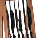 Yousoontic Indoor Gun Racks, Floor Standing Rifle Rack Wooden Freestanding Vertical Shotgun Display Stand with Soft Padding Safe Heavy Duty Gun Storage for Home Garage Office (Hold 6 Guns, Walnut)