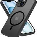 PinLiSheng Magnetic for iPhone 15 Case [Mil-Grade Drop Protection] [Compatible with Magsafe] Shockproof Slim Translucent Matte Protective Phone Case, Black 4Pcs