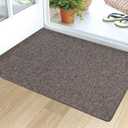 LUMI Ultra Thin Door Mat for Entryway,32"x47" Low Profile Non Slip Rubber Backing Indoor Doormat, Easy Clean Welcome Entrance Mat for Inside House, Patio, Brown