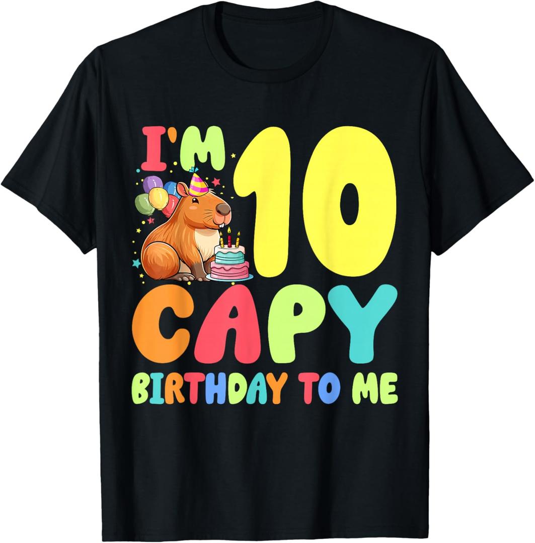 I'm 10 Year Old Capy Birthday to Me 10th Birthday Capybara T-Shirt, XL