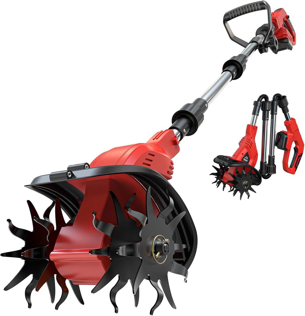 Cordless Tiller Cultivator Compatible with Milwaukee 18V Battery (Tool Only), 450RPM Ecarke Electric Tiller for Gardening, 9"x6.3" Tilling, 48 Reinforced Steel Tines Rototiller for Soil Cultivation