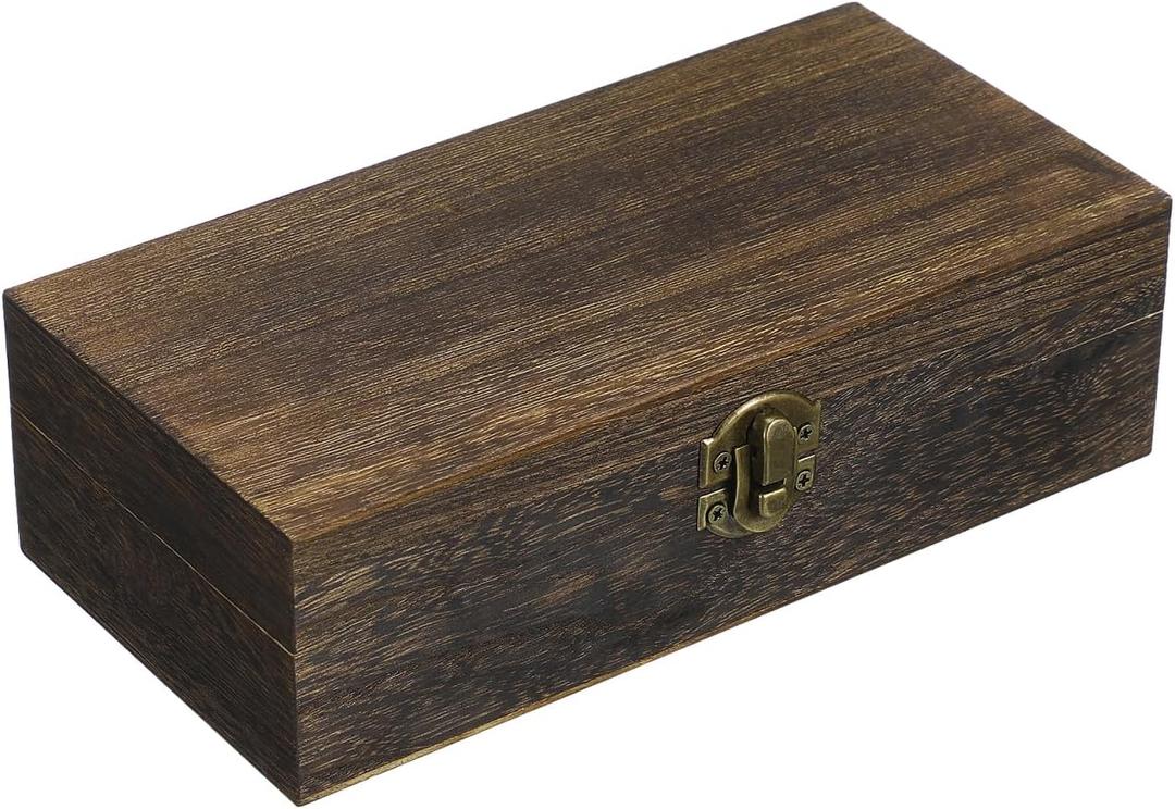 VILLCASE Wooden Storage Box with Hinged Lid, Vintage Treasure Box, Rectangular Memory Container Decorative for Keepsakes, Photos, Jewelry, Crafts