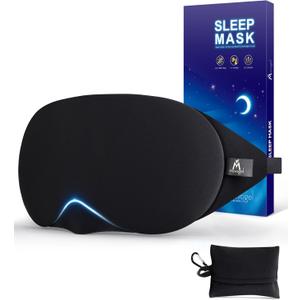 Mavogel Cotton Sleep Eye Mask  Updated Design Light Blocking with Adjustable Nose Bridge, Soft and Comfortable Night Eye Mask for Men Women, Eye Blinder for Shift Work, Includes Travel Pouch, Black