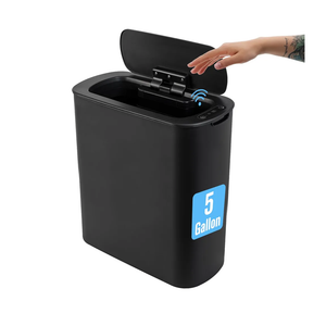 Cesun 5 Gallon Automatic Bathroom Trash Can, Touchless Motion Sensor Garbage Can with Lid, Smart Plastic Slim Wastebasket for Bathroom, Office, rv, Bedroom, Living Room, Black