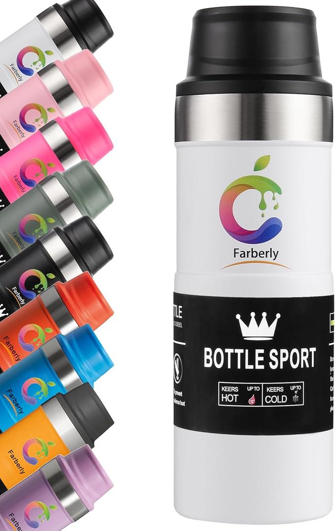 Stainle Trigger Action Travel Mug Stainle Cup 17oz Water Bottle Therm0s Travel Mug Cup Vacuum Coffee Tumbler Stainless Steel Coffee Mug Insulated Water Bottle For Hot And Cold (White)