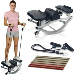  Rock Stepper Side to Side, Rock Stepper, Rock Stepper Machine for Exercise at Home- with Digital Display, Fitness Stepper for Arms, Legs & Glutes, Rock Stepper for Home, Apartment and Office (BLACK/GREY)