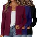 Riyiper 1 Pack Women's Lightweight Cardigans, Long Sleeve Crewneck Knit Cardigan Sweaters Casual Button Down Stretch Tops, Medium