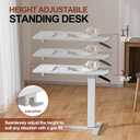 Mobile Standing Desk Portable Pneumatic Laptop Rolling Cart Adjustable Height, 26"-37" Tiltable Overbed Table Sit Stand Computer Workstations for Home Office w/Wheels Flat Desk 32", White