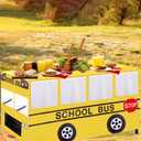 6 Ft School Bus Tablecloths Birthday Party Decorations School Bus Theme Table Cover Washable Fabric Polyester Rectangle Table Covers Protector for School Kindergarten Back to School Party Decorations