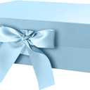 GREEN BEAN Large Gift Box with Lid for Present 13x9.7x3.4 Inches, Baby Blue Magnetic Box with Ribbon, Bridesmaid Proposal, Luxury Gifts Box(Glossy Baby Blue)