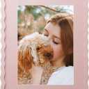 11x14 Picture Frame with Mat for 8x10, Wavy Edge Wooden Real Glass Photo Frame for Tabletop and Wall Hanging, Pink, 1 Pack