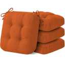 Chair Cushions for Dining Chairs, Dining Chair Cushions, Tufted Indoor Chair Pads with Ties & Non Slip Backing, Seat Cushions for Kitchen Chairs 16.5” x 16.5” x 3.5”, Set of 4, Orange
