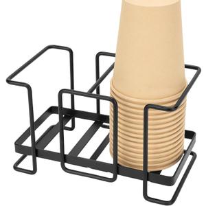 Bathroom Cup Dispenser, Metal Disposable Paper Cup Holder for Home Office, Cup Dispenser for 3oz Disposable Paper Cups (Large, Black)