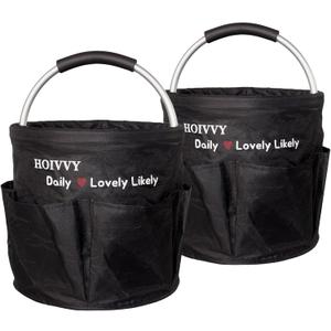 2-Pack Cleaning Caddy - 4.5 Gallon Foldable Organizer with Reinforced Handles, Waterproof Oxford Fabric for Home, Car, Grocery & Utility Use