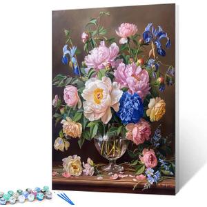 Tucocoo DIY Acrylic Paints for Room Dcor A Bunch of Flowers Paint by Number for Adults Beginner Students Friends, Ideal Gift Choice, Painting by Numbers on Canvas Without Framed 12 X 16 Inch