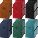 Qeeenar 24 Pack Leather Notebook Journals Bulk 5.7" x 8.3" Harder Cover A5 Journals for Writing Men Women Leather Travel Notebooks Daily Gifts for Office School (Multicolored)