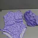 Girls Floral One Piece Swimsuit and Cover Up Skirt Set Purple Bathing Suit for Girls Size 6-7 (Purple)