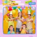 36 Pieces Glitter Metallic Fringed Noisemakers Musical Party Blowers Blowouts Whistle Party Blow Horns for New Years Birthday Party Supplies Sporting Event Celebrations (Pink, Blue)