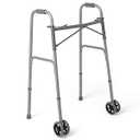 Medline Heavy Duty Bariatric Extra Wide Folding Walker wtih 5" Wheels, Supports up to 600 lbs, Comfort Foam Hand Grips