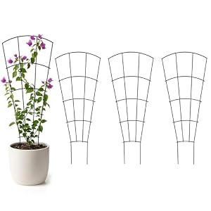 Thealyn 4 Pack 56" Metal Plant Trellis for Pots & Garden Beds, Rustproof Support for Indoor Outdoor Climbing Plants, Vines, Flowers, Fan Shaped, Black