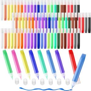 Motipuns 24 Pcs 96 Pcs Suncatcher Paint Pens for Kid Stained Glass Paint Kit Window Markers Bulk Coloring Art Pen Set DIY Kids Gift Neon Suncatcher Kit Crafts Set Party Favor