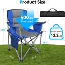 Outdoor Folding Camping Chairs 2 Pack Oversized Folding Chairs Heavy Duty Support 400 LBS with Cup Holder, Cooler Bag and Side Pocket, Carry Bag Included, Collapsible for Lawn Outside Sports, 23.6 inches x 23.6 inches x 37.8 inches