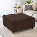 HFCNMY Stretch Square Ottoman Cover Knitted Jacquard Ottoman Cover Washable Square Ottoman Slipcover Storage Ottoman Cover Foot Stool Cover with Elastic Bottom Coffee X-Large