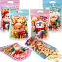 Honeydak 100 Pcs Christmas Sealing Treat Bags, 8.9 x 6.1 Inch Merry Christmas Sealed Pouch with Handles Resealable Santa Snowman Plastic Bags for Xmas Holiday Party Candy Gift Wrapping Supplies Decor