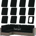 hyha Waterproof Outdoor Cushion Covers for Patio Furniture, Stretch Patio Chair Cushion Slipcovers, Coated UV Resistant Replacement Seat Covers, Solid Color (Black, 12PC)