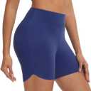 baleaf Womens 5" Biker Shorts High Waisted Workout Spandex Short Tummy Control Gym Yoga Athletic with Pocket Navy Blue L