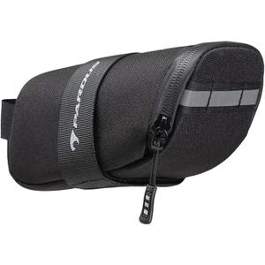 PARDUS Bike Saddle Bag, Water Resistant Bicycle Seat Bag, Durable Under Seat Storage Pouch with Multi-Tool Sleeves, Small Compact Bike Bag, Black