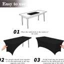 2 Pack 6FT Spandex Table Cover, Wrinkle-Free Reusable Rectangle Tablecloths, Washable Spandex Tablecloths, Elastic Table Cover for Banquet, Wedding, Festival,Parties, Black, 72"30"30"