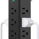 Surge Protector Outlet Extender with Rotating Plug, 9 AC Multi Plug Wall Outlet Expander, 1800J Wall Charger, 3-Sided Power Strip Electrical Plug Adapter Outlet Splitter for Home Office Dorm - Black