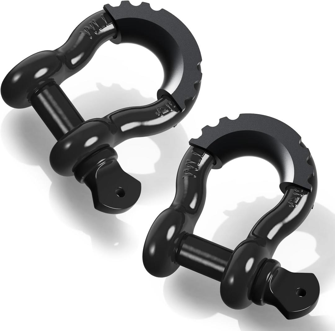 Ohuhu D Ring Shackles 3/4" 2 Pack with Isolators, D Shackle Rugged 20 Ton (44,000 lbs) Maximum Break Strength, 4.75 Ton (9,500 Lbs) Capacity