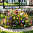 VANCASTLE Decorative Garden Fence Outdoor, Total 10.5ft (L) x 24in (H), Rustproof Metal Landscape Barrier Fence, Black Fence for Yard, Patio Lawn, 8 Panels Black Metal Fencing for Outdoors, 8pcs