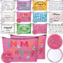 24 Pcs Mahjong Makeup Bags with Mirrors Set Bulk Mother's Day Presents for Women 9 x 6 Inch Mahjong Canvas Cosmetic Pouches for Teacher Nurse Coworker Party Favors