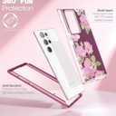 SURITCH for Samsung Galaxy S23 Ultra Case, [Built-in Screen Protector] [Dual-Layer Protection ] Full Protection Shockproof Rugged Bumper Phone Cover for Samsung S23 Ultra 6.8 Inch - Pink Rose