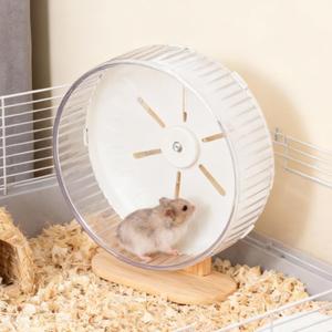 Super Silent Hamster Exercise Wheel with Adjustable Stand, Quiet Spinner Running Wheel for Hamsters, Gerbils, Mice and Other Small Pets (Medium, White)