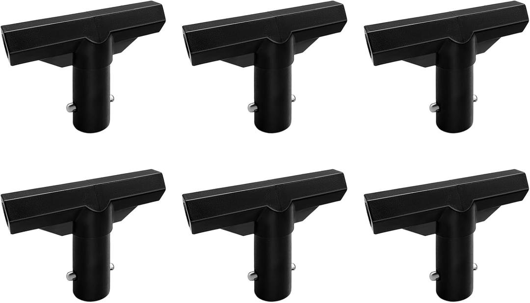 6 Pack Trampoline Plastic T-Connector, Trampoline Pole Cap Tops-T Tube Connectors, Enclosure Replacement Parts for Connect Top Ring Net and Fiberglass Rods, Black