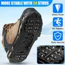 Ice Cleats Crampons for Shoes and Boots Anti Slip Snow Cleats 24 Shoe Spikes for Snow and Ice Grippers Crampons for Hiking Boots Women Men Kids Winter Walking Hiking Fishing (Small(3.5-5 men/5.5-7 women), Without Adjustable Strap)