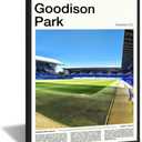 Stadium Wall Art Goodison Park Poster HighQuality Canvas Print Everton FC Urban Landmark for Living Room，Bedroom，Office Boy Game Room Wall Decor 8x12inch black framed